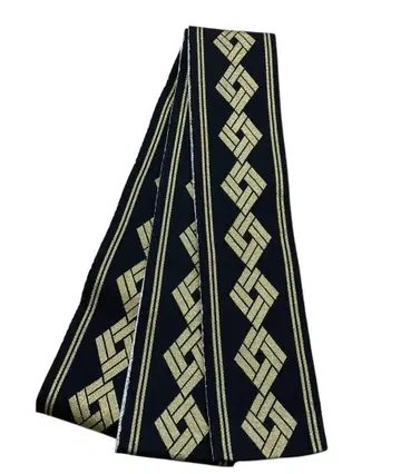 T 59 반폭 오비 리버서블 금실 마름모꼴 순수 실크 코부쿠로 오비