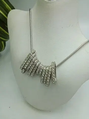 [스와로브스키] 실버 크리스탈 다층 반지 목걸이