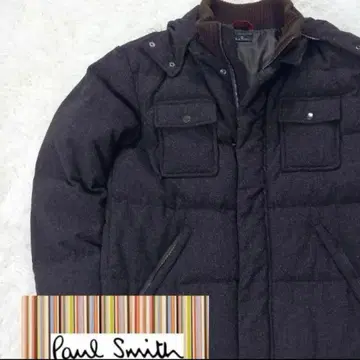 폴스미스 다운 자켓 실크 혼방 트위드 울 프랑스산 다운