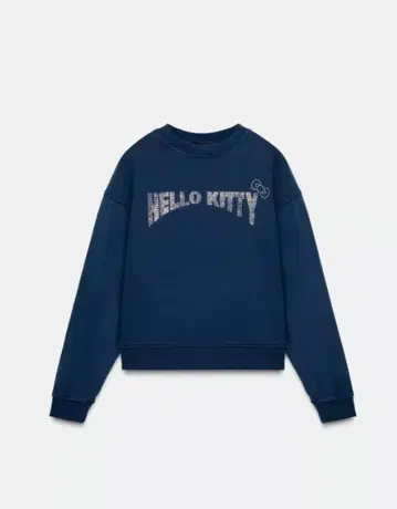 HELLO KITTY 키티 스톤 장식 다크 블루 맨투맨