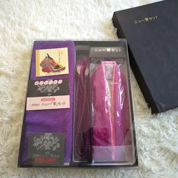 도쿄 사가비 허리띠 오비 장식 천 겹침 카라 이중 하나비 세트 퍼플