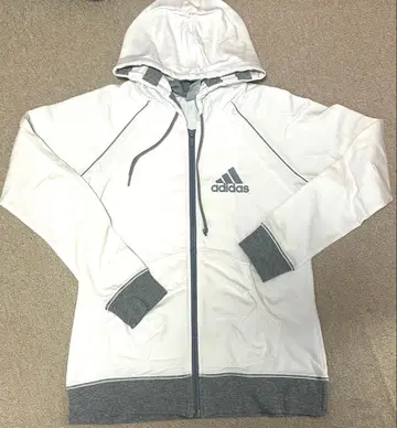 adidas 풀 집업 후드티 화이트/그레이