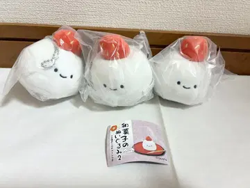 닛코리-노 화과자 봉제 인형 2 1종, 3개 딸기 대포 가챠가챠