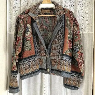 Painted Pony 꽃무늬 고블랑 직조 자켓 콘초 버튼 USA