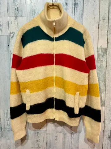 USA제 80s 빈티지 LLbean 보더 울 니트 자켓 M