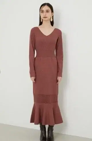 rienda 크로셰 헤임 니트 원피스 2WAY