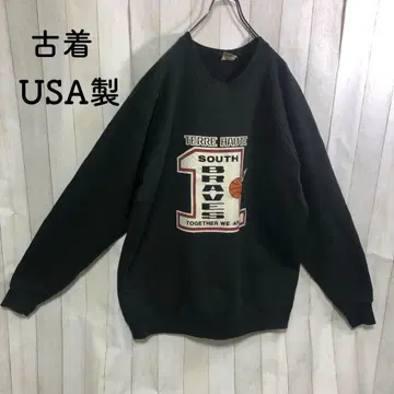 US 구제 맨투맨 트레이닝복 블랙 USA제 농구 스포츠 프룻 오브 더 룸