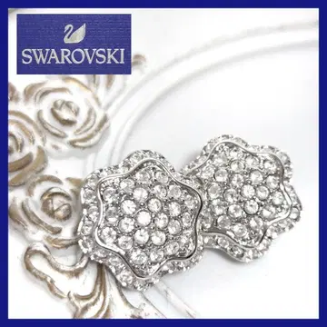 SWAROVSKI 플라워 모티브 귀찌 큐빅 실버