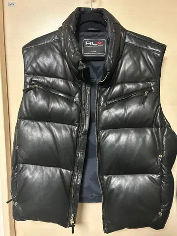 RLX 랄프 로렌 블랙 램 가죽 다운 베스트 L 사이즈