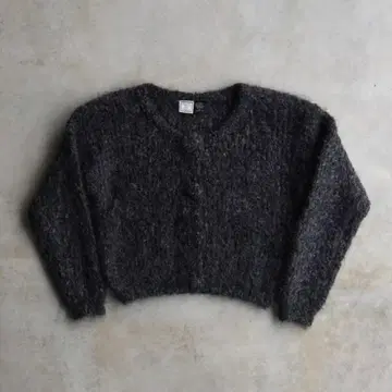 90s 모헤어 가디건 니트 스웨터 숏 기장 그레이 고급