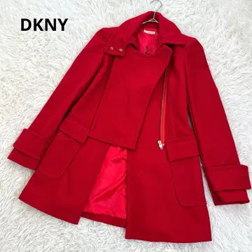 DNKY 다나카란 뉴욕 라이더형 울 코트 (모, 빨간색, 화려한 안감)