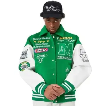 MEDM MR ENJOY DA MONEY 3주년 한정판 바시티 자켓