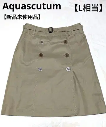 아쿠아 스큐텀 트렌치 스커트 면 베이지 타이트 L 상당