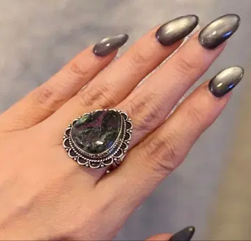 아쉬페 프랑스 빈티지 루비인조이사이트 실버 반지 15호