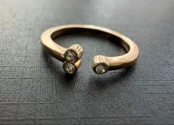 아쉬페프랑스 골드 컬러 크리스탈 장식 오픈 반지 14호