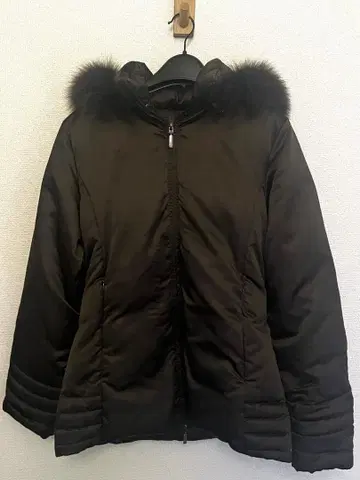 MONCLER 브라운 다운 자켓 후드 퍼 포함