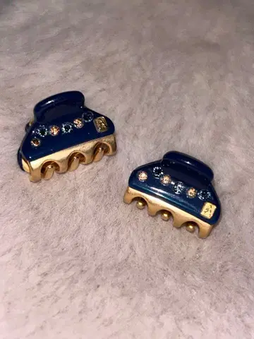 Alexandre de Paris 네이비 골드 헤어 클립 2세트