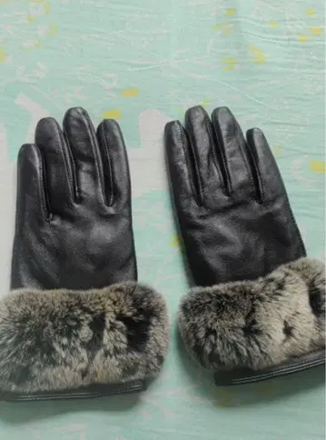 가죽 퍼 장갑 블랙