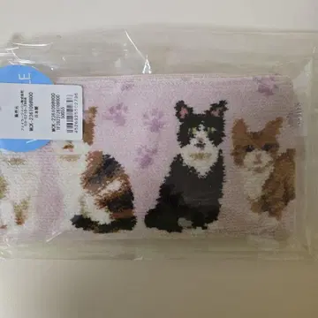 페이러 고양이와 꽃무늬 플리스 파우치