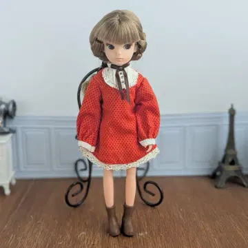 1570 [복각판 초창기 리카짱] 오렌지와 빨간색 도트 무늬 원피스