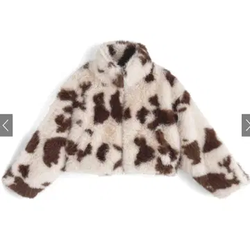 GRL ILLIT 옷깃 2Way 카우 패턴 퍼 더블 지퍼 숏 기장 블루종