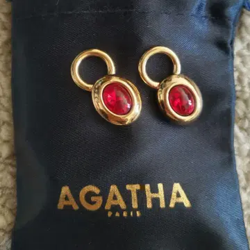 AGATHA 아가타 타원형 레드 귀찌 참