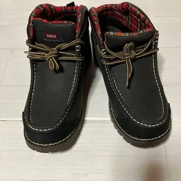 EDWIN 블랙 부츠 26.0cm 체크 무늬