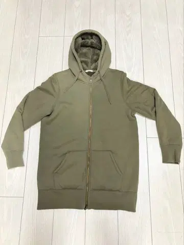 GU 풀 집업 플리스 후드티 카키