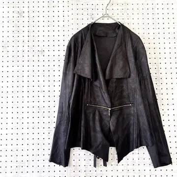 비대칭 인조 가죽 노카라 자켓 블랙 계열 프랑스제