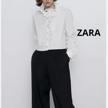 ZARA 자라 프릴 블라우스 비쥬 버튼 XL