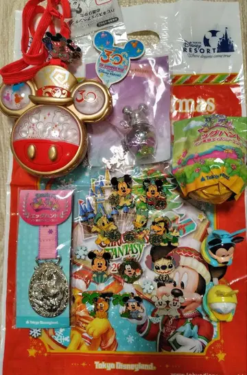 디즈니 리조트 15주년 핀 배지 스트랩 메달 씰 세트