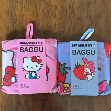 [미사용 새상품] BAGGU 에코백 헬로키티&마이멜로디 2종 세트