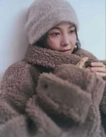 andequal stand neck boa coat BROWN