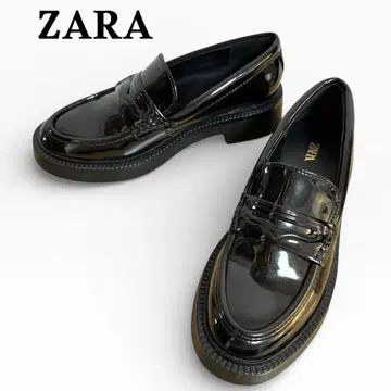 첫 판매 대세일! 미사용급 ZARA 에나멜 로퍼 통굽 블랙