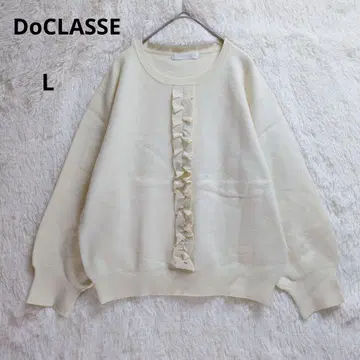 두클라쎄 프릴 디자인 니트 스웨터 아이보리 L