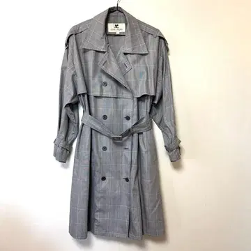 쿠레쥬 그레이 체크 무늬 트렌치코트 9호
