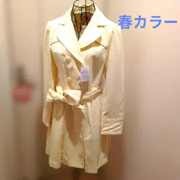 LODISPOTTO 크림색 더블 브레스트 트렌치코트