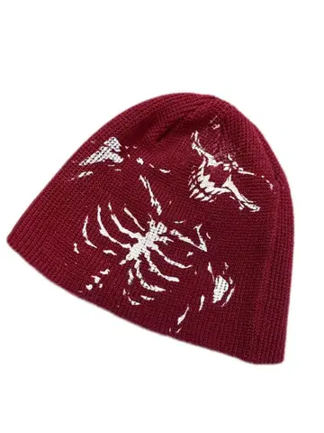 [ 하나뿐인 ] BackChannel 스켈레톤 프린트 니트 모자