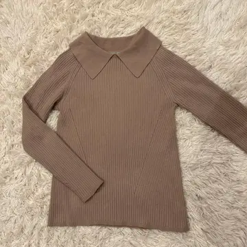 nano universe 베이지 카라 부착 니트 F 사이즈