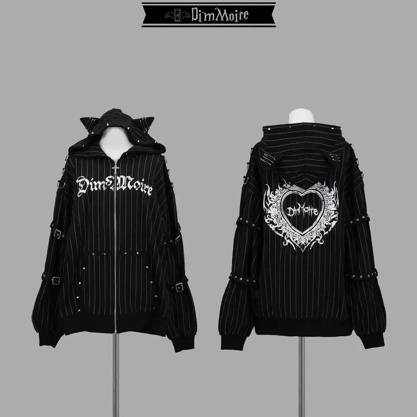 Dimmoire Evil Cat Hooded Zip-up Black | Bunjang Global