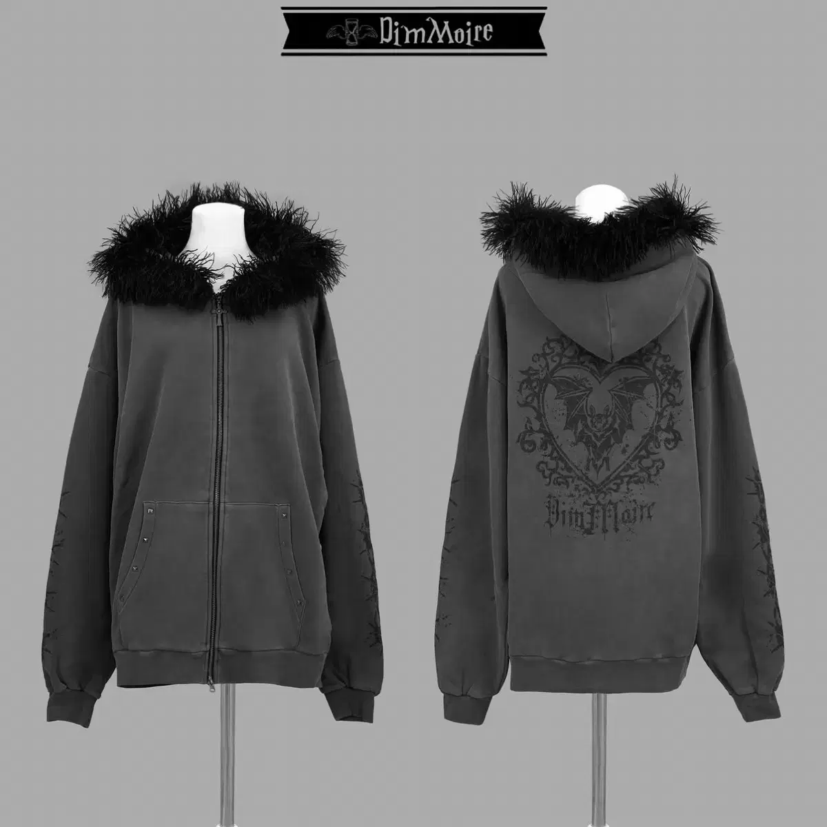 Dimmoire Evil Cat Hooded Zip-up Black | Bunjang Global