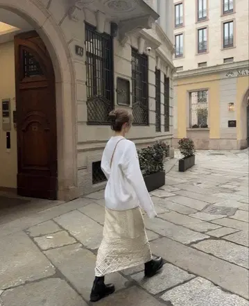 Eaphi 코튼 레이스 패치워크 스커트