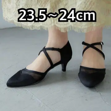 블랙 펌프스 23.5~24 힐 4.5 결혼식 파티 2차 모임