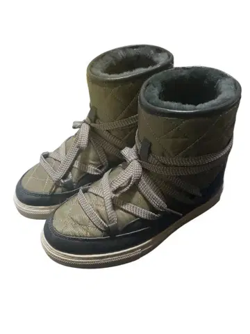 INUIKII 어그 부츠 퀼팅x가죽 카키x네이비 36