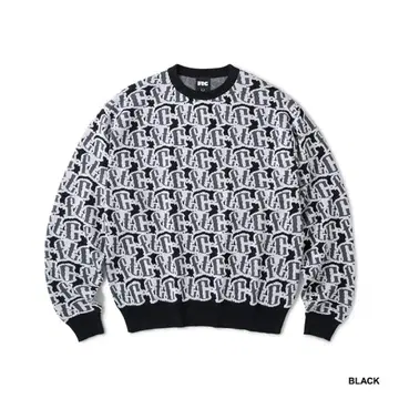 FTC 블랙 로고 패턴 크루넥 스웨터