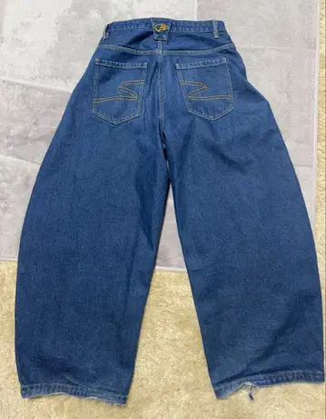 PEOPLESENSE 블루 로우 와이드 레그 진 ( S )