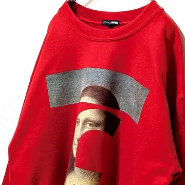 패션노바 모나리자 빅 로고 맨투맨 트레이닝복 레드 빨간색 구제 의류