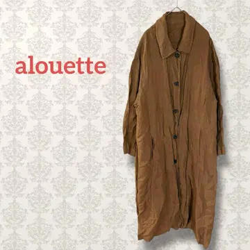 alouette 린넨 롱 셔츠 원피스 브라운 루즈핏 무지 린넨 브라운