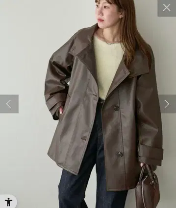 새상품 [ Discoat ] 인조 가죽 스탠드 코트 브라운