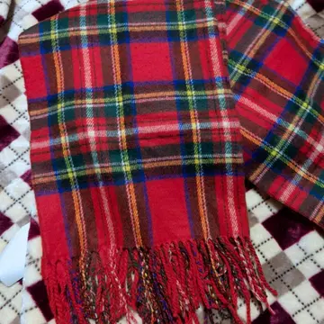 타탄 체크 머플러 레드 계열